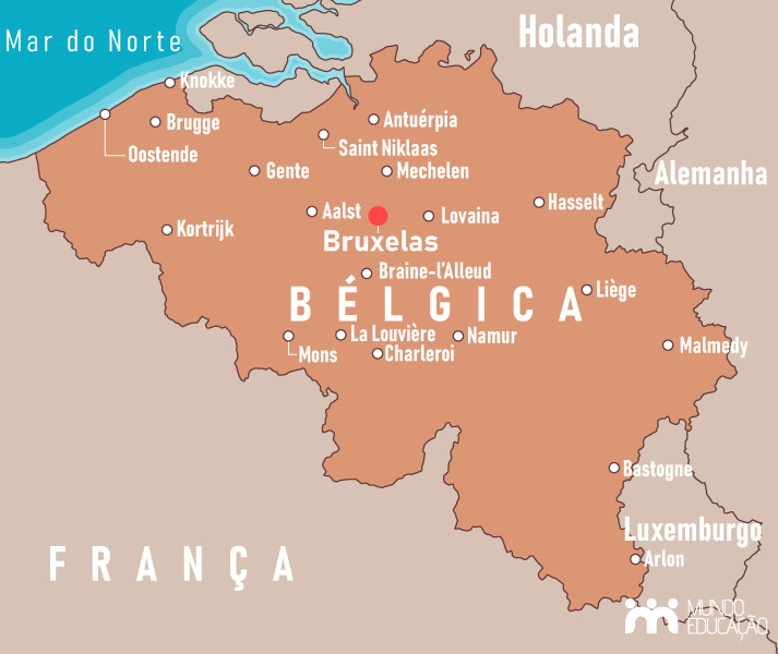 Mapa da Bélgica.