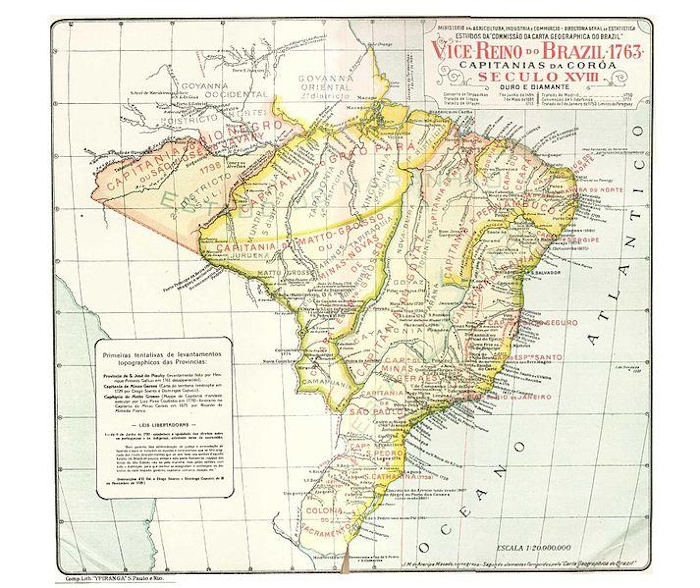 Mapa do Brasil de 1763.