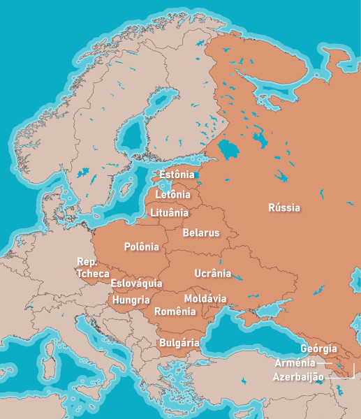 Mapa do Leste Europeu.
