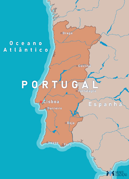 mapa de Portugal altamente detalhado com bandeira, capital e