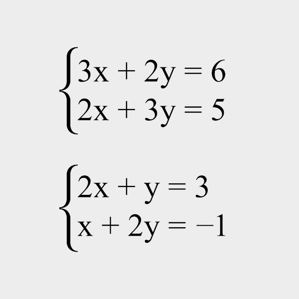Exemplos de dois sistemas do tipo linear homogêneo.