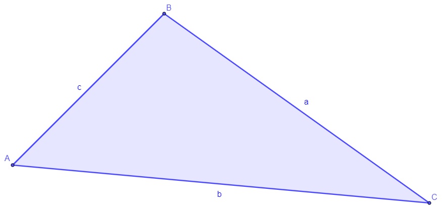 Triângulo escaleno com lados a, b e c