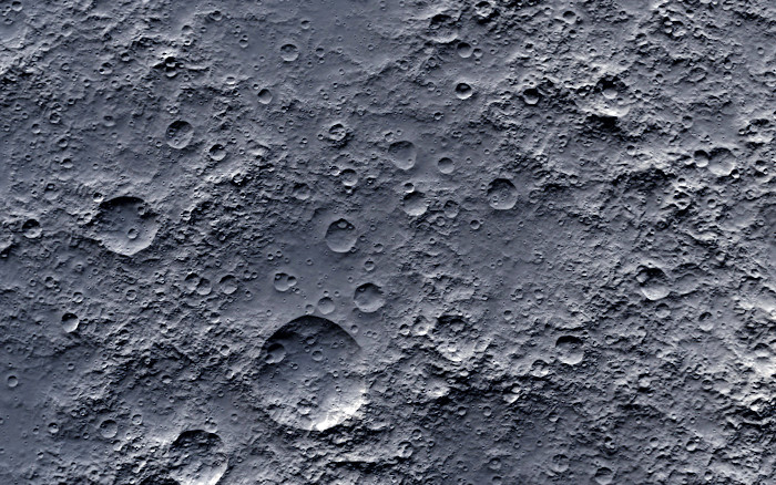  Visão aproximada da superfície da Lua.