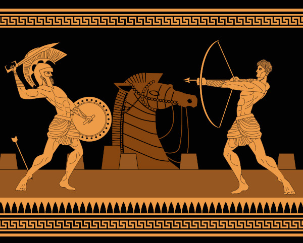Ilustração traz Aquiles guerreando na Guerra de Troia.