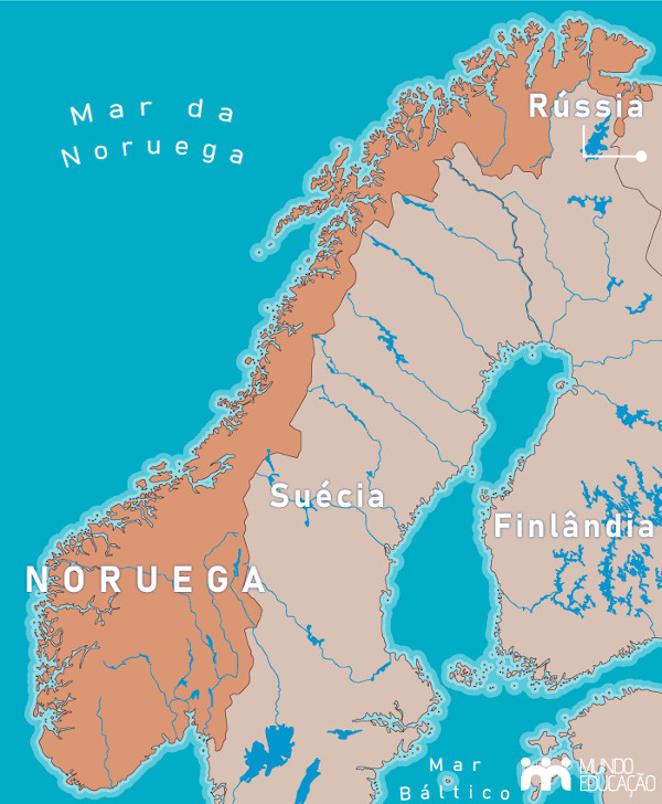 Mapa da Noruega.