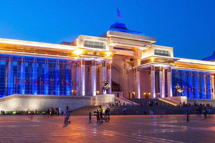 Palácio do governo em Ulan Bator, Mongólia.