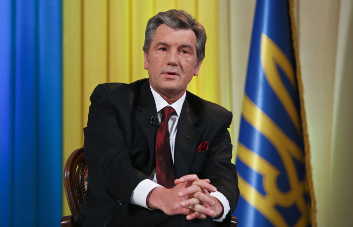 O então presidente da Ucrânia, Viktor Yushchenko, em ambiente político.