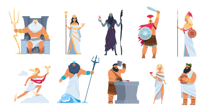 Ilustração dos principais deuses gregos.