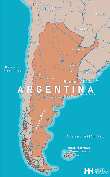 Mapa da Argentina.