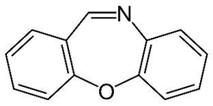 Fórmula estrutural da dibenzoxazepina.