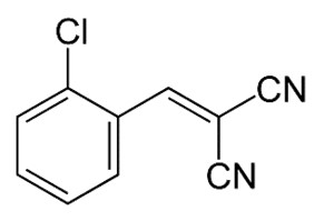 Fórmula estrutural da ortoclorobenzil malononitrila