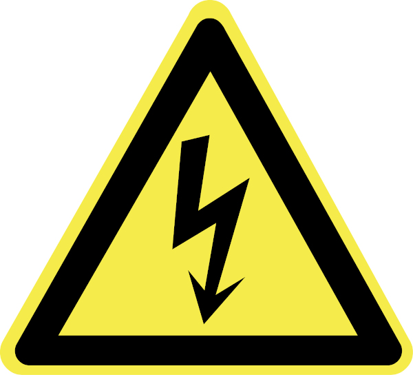 Símbolo internacional de segurança contra choques elétricos.