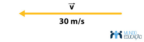Representação de um vetor com 30 m/s.