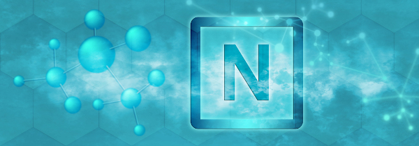 Representação do símbolo do elemento químico nitrogênio.