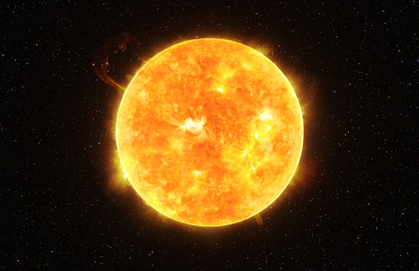 Vista do Sol no centro do Universo, conforme defende o heliocentrismo.