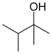 Representação do 2,3-dimetil-butan-2-ol, um álcool secundário.