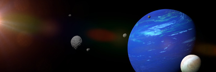 Algumas das luas do planeta Netuno.