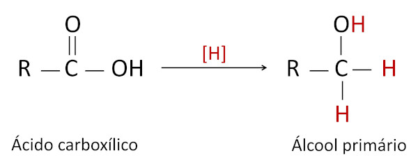 Reação de redução de ácido carboxílico, gerando álcool secundário.