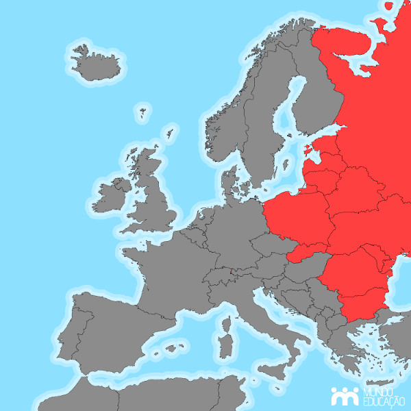 Mapa da Europa Oriental.