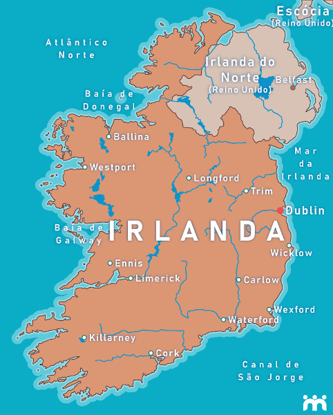 Mapa da Irlanda.
