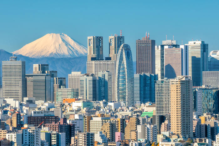 Vista aérea da Tóquio, uma cidade global.
