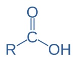 Estrutura básica do grupo funcional ácido carboxílico.