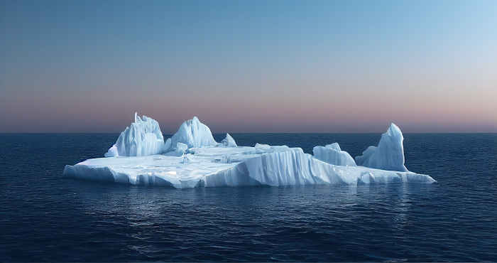 Grande pedaço de gelo em alto-mar