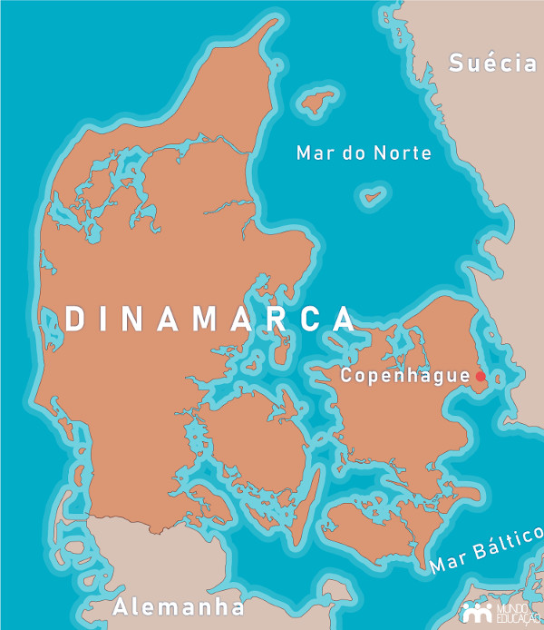 Mapa da Dinamarca.
