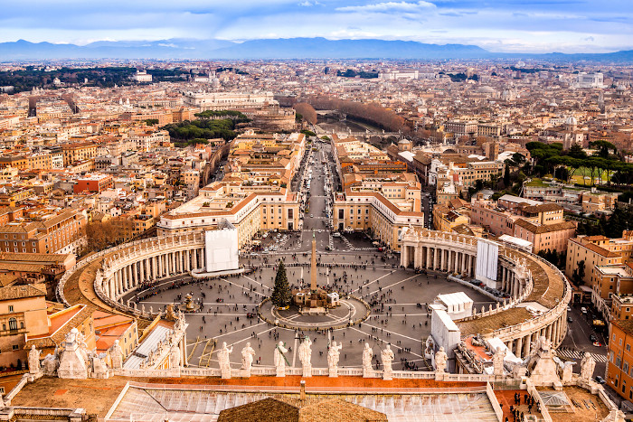 Vista da Basílica de São Pedro, no Vaticano.