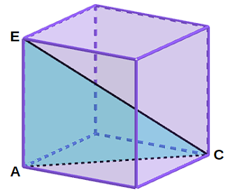 Representação do triângulo formado pela diagonal de um cubo.