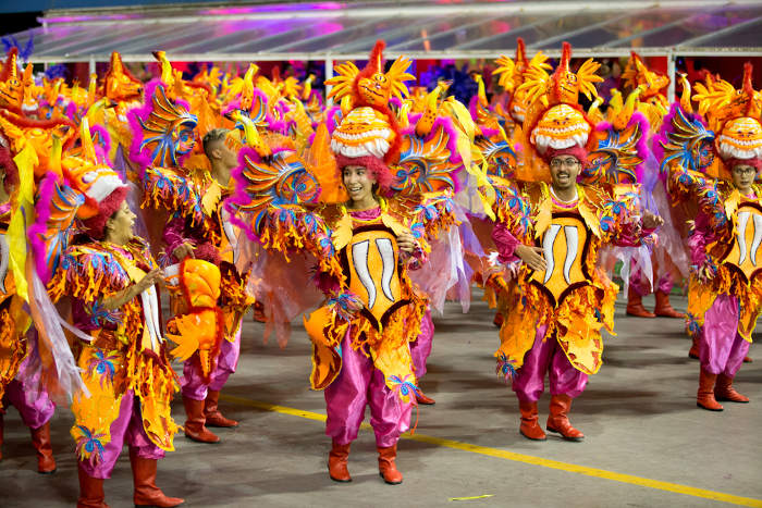 Fantasias das escolas de samba são parte importante da competição e devem estar relacionadas com o samba-enredo