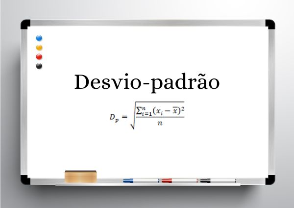 Fórmula para cálculo de desvio-padrão em quadro-negro.
