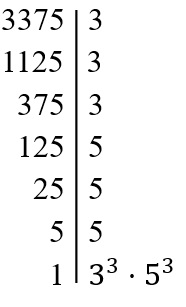Decomposição em fatores primos do número 3375.
