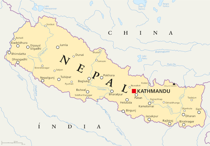 Mapa do Nepal 