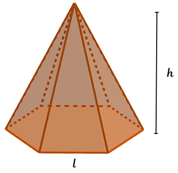 Ilustração de uma pirâmide de base hexagonal regular.