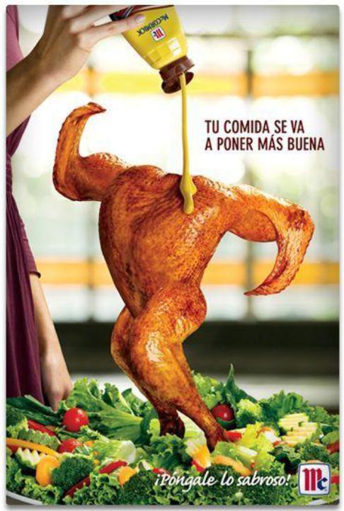 Anúncio da mostarda McCormick em uma questão da UFT sobre las comidas (as comidas em espanhol).