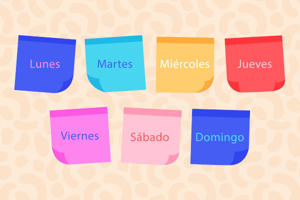Dias da semana em espanhol (los días de la semana): lunes, martes, miércoles, jueves, viernes, sábado e domingo.