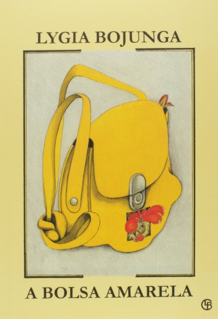  Ilustração de uma bolsa amarela na capa do livro homônimo de Lygia Bojunga.
