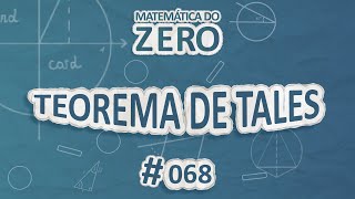 Texto"Matemática do Zero | Teorema de Tales" em fundo azul.
