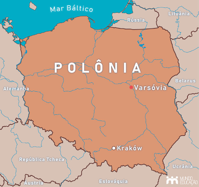 Mapa da Polônia.