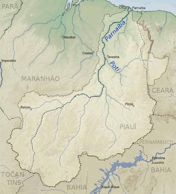 Mapa do rio Parnaíba. 