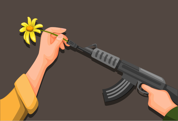 Representação do Flower Power (“Poder das flores”), expressão utilizada como slogan pelo movimento hippie.
