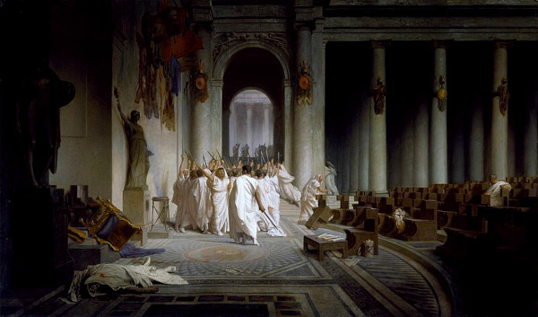 “A morte de César”, de Jean Gérôme, evento que marcou o início do Segundo Triunvirato.