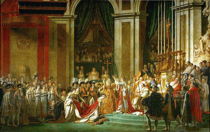 “A Coroação de Napoleão”, quadro retratando o início do 1º Império Francês, segunda fase da Era Napoleônica.