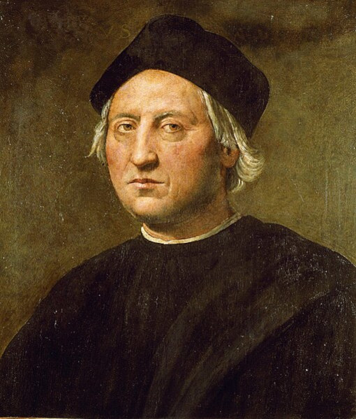 Retrato de Cristóvão Colombo, o navegador que chegou primeiro ao território americano, dando início à colonização espanhola.