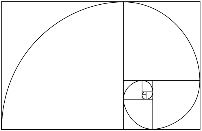 Exemplo de espiral de Fibonacci.