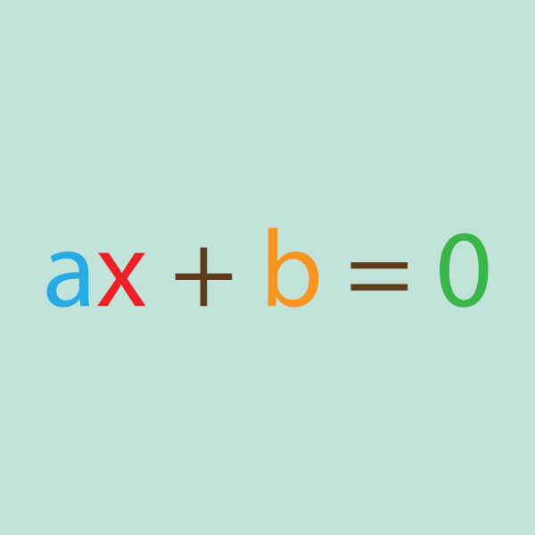Formato de uma equação do 1° grau com uma incógnita.