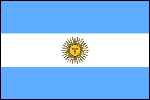 Bandeira da Argentina, país da América do Sul.