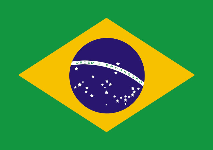 Bandeira do Brasil, país da América do Sul.