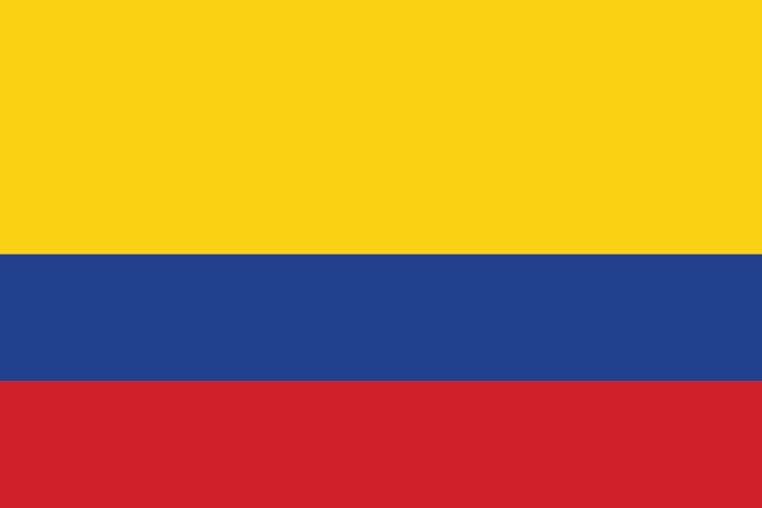 Bandeira da Colômbia, país da América do Sul.